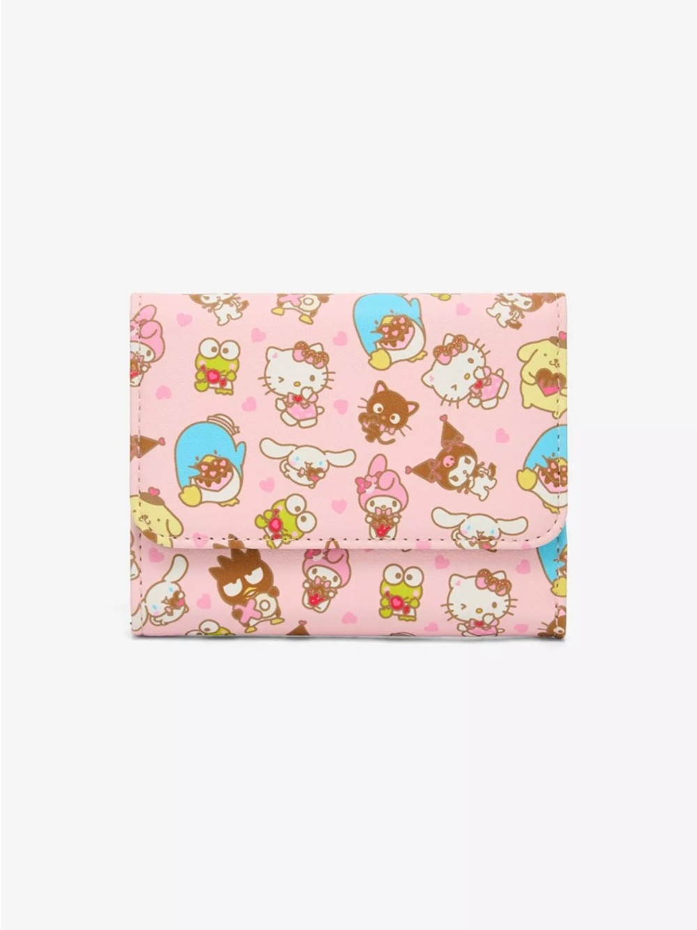 Loungefly Sanrio Pink Character Print Fold Wallet